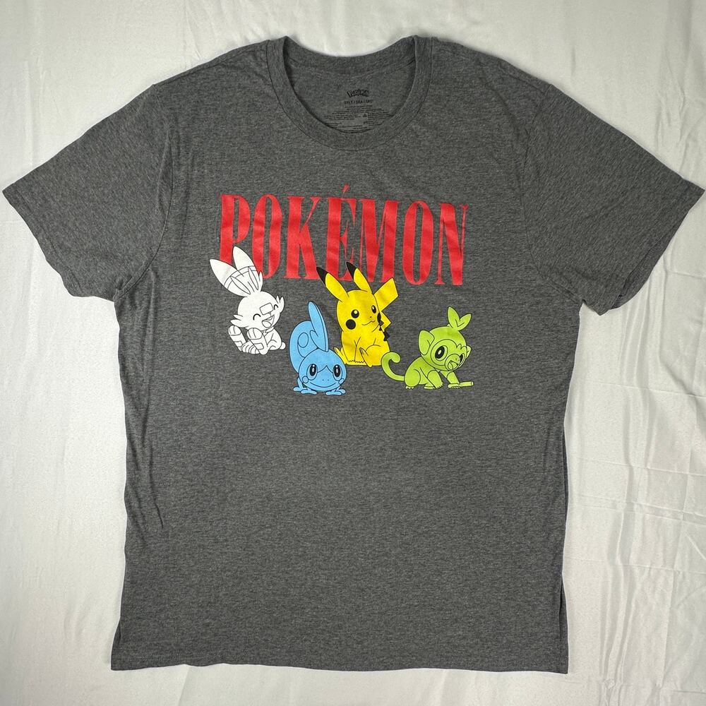 Pokemon Graphic T Shirt Gray Pikachu Mens 3XL
